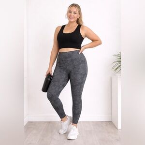 Mono B Gray Snake Print Leggings 1X High Waist Activewear Yoga Gym Athleisure